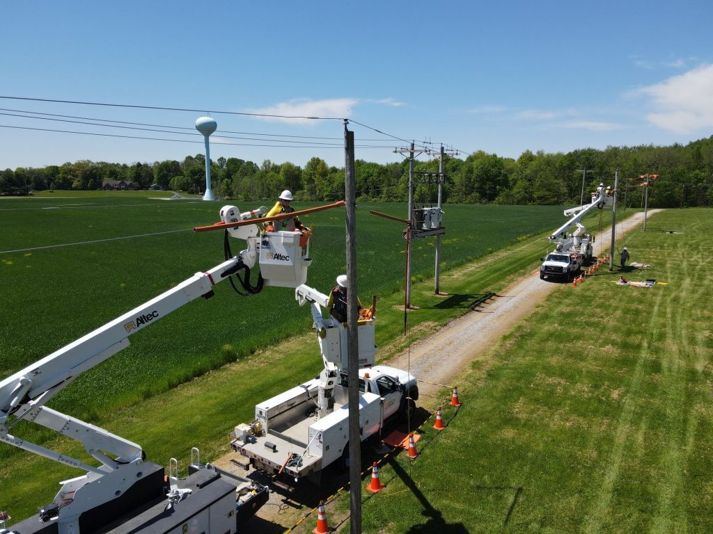 Lineworkers training on COLT's outdoor facilities